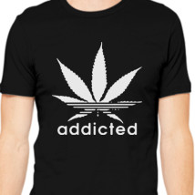 Addicted T Shirt Ringer Weed Cannabis Marijuana Dope 